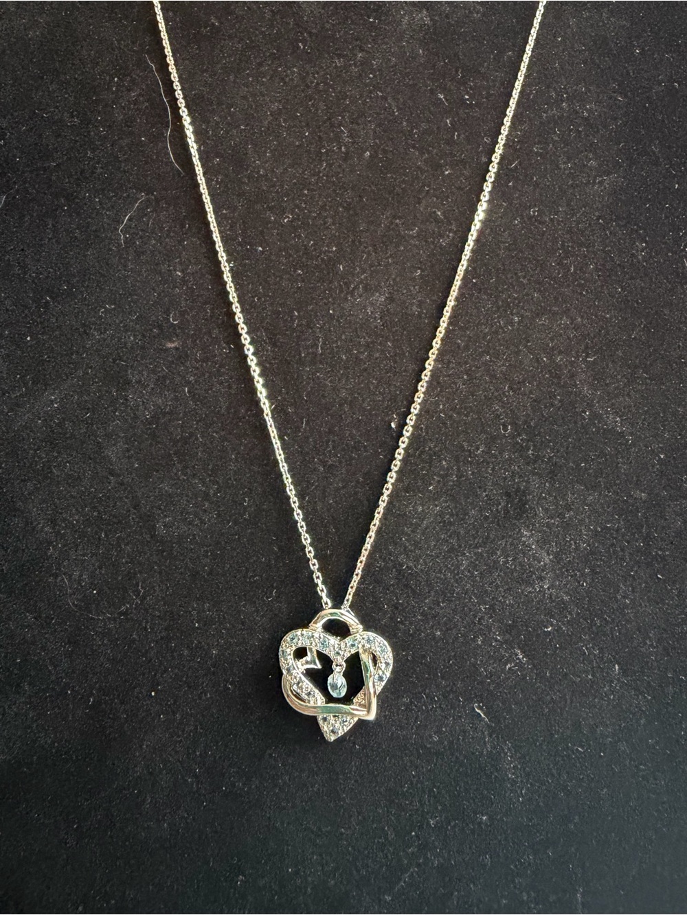 Aquamarine 925 Sterling Silver Heart Pendant Necklace 18”
